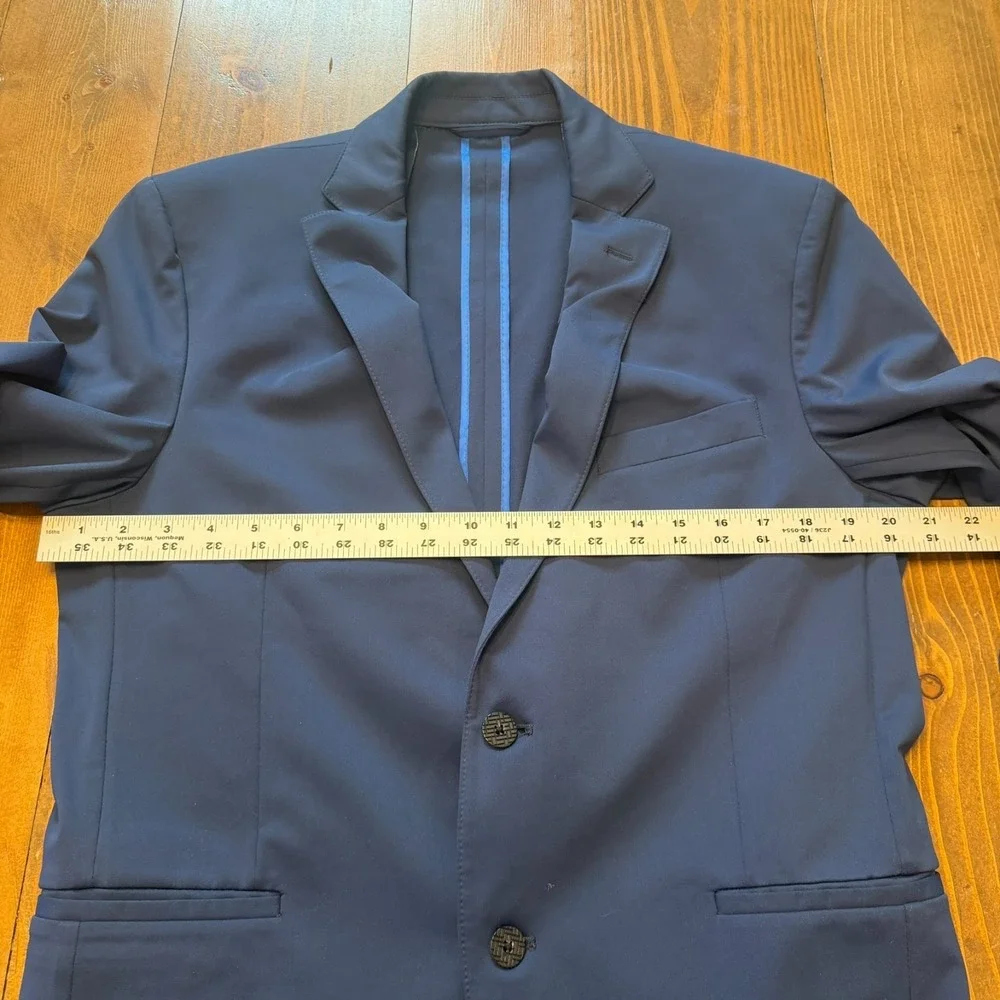 Twillory Sport Coat Mens 40‎ Performance Blazer Slim Fit Blue Circular Knit